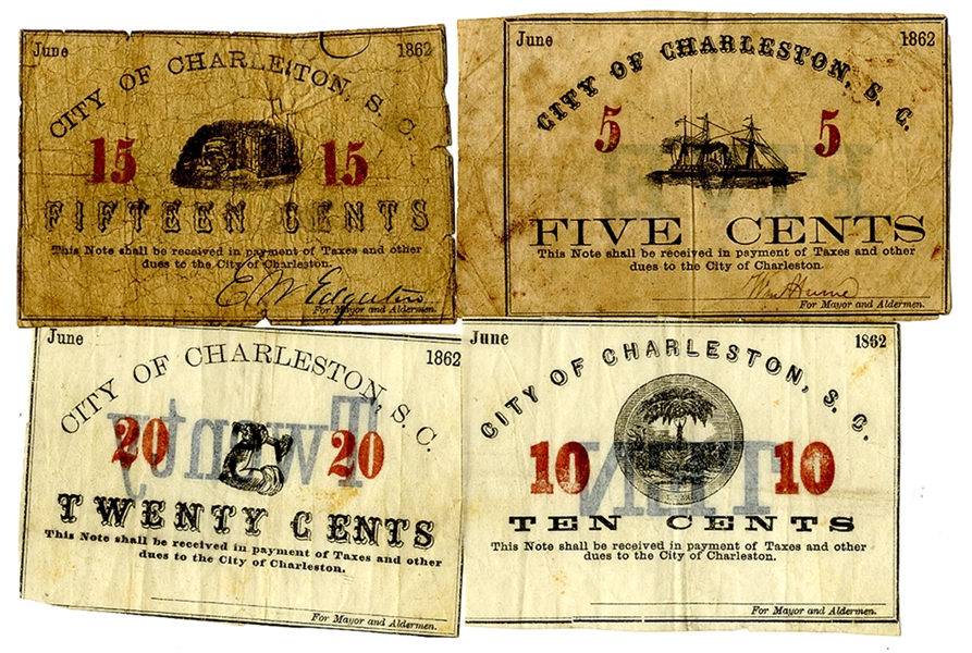 Set of Four Charleston SC, War Dated Fractional Currency