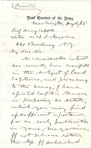 General Halleck War Date Autograph Letter Signed
