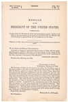 Abraham Lincoln 1864: Message from the President of the United States, Re: Ship Captured