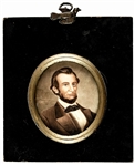 Civil War Era Abraham Lincoln as President Miniature Watercolor Portrait