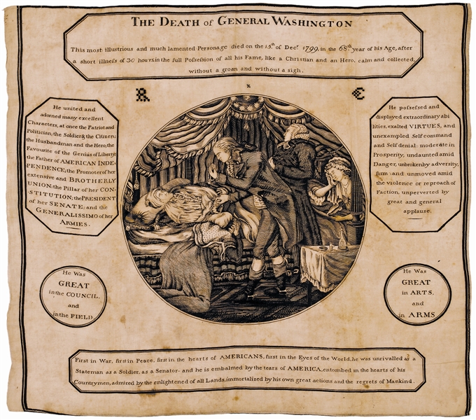 c1800 Death of General Washington Printed Philadelphia Textile - Threads No. 21 
