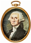 High Quality George Washington Hand-Painted Miniature Oval Portrait after Stuart
