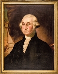 c. 1850 American, GEORGE WASHINGTON Oil Painting on Canvas, After Gilbert Stuart