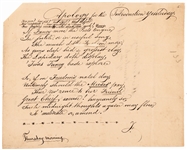 c. 1809 Federal Period, Manuscript Poem Apologizing to President James Madison