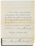 President James Buchanan Document Signed on Treaty with Peru
