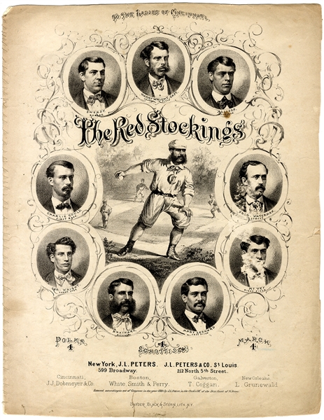 1869 Cincinnati Red Stockings Illustrated Sheet Music. 